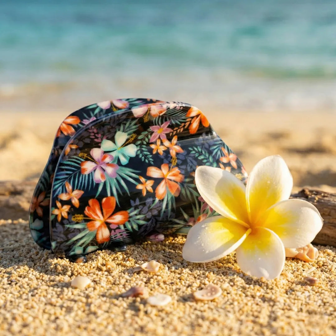 Kaneohe Navy Flower Hair Claw - Made in Hawaii
