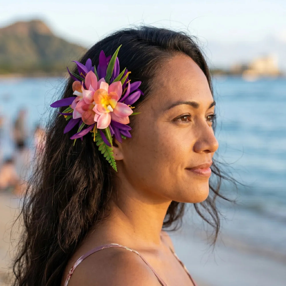 Keala Purple Flower Hair Clip - Made in Hawaii