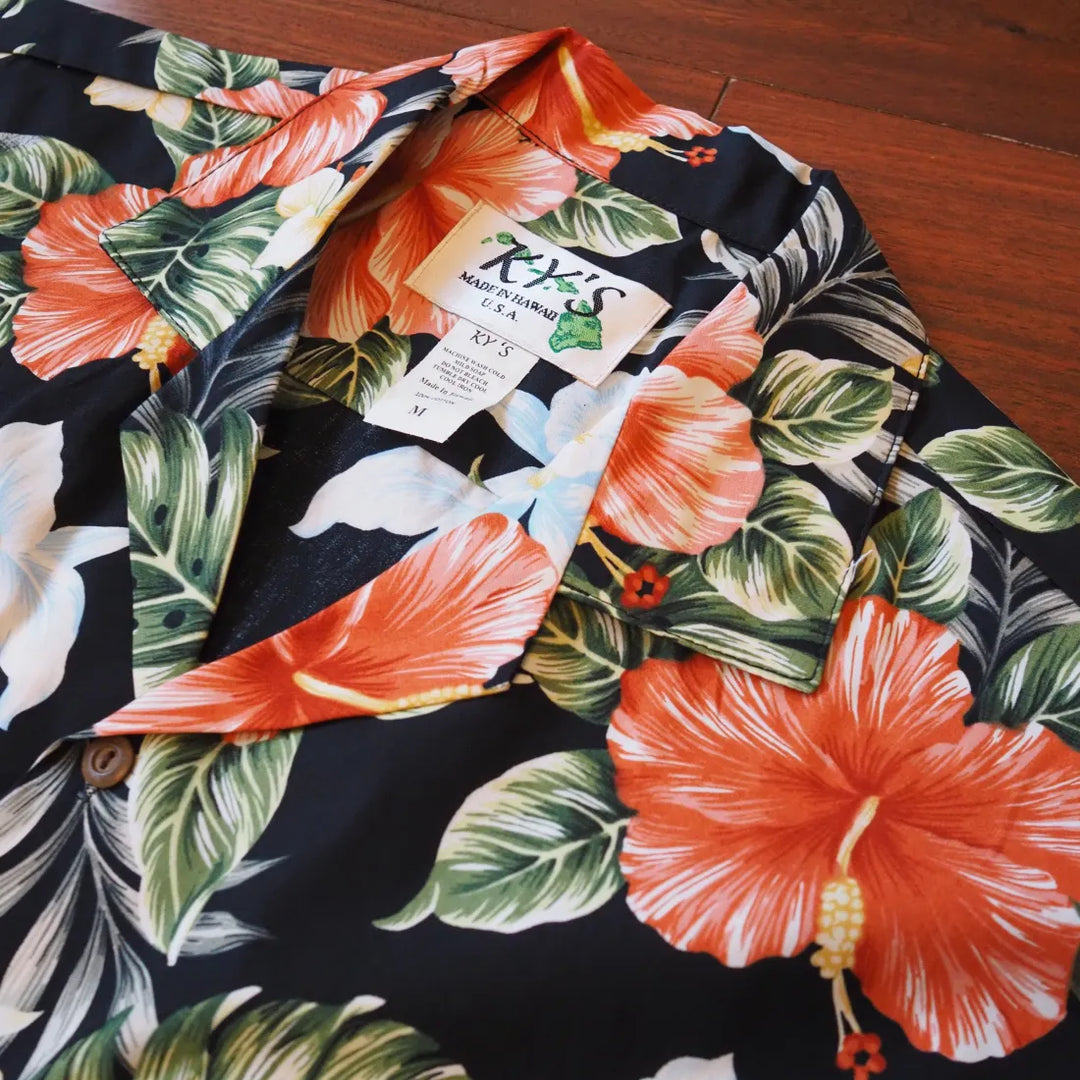 Ke’e Black Hawaiian Cotton Shirt - Made in Hawaii