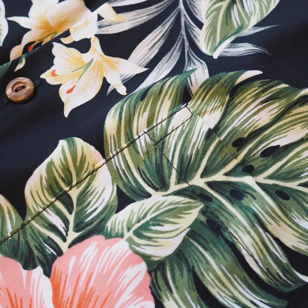 Ke’e Black Hawaiian Cotton Shirt - Made in Hawaii