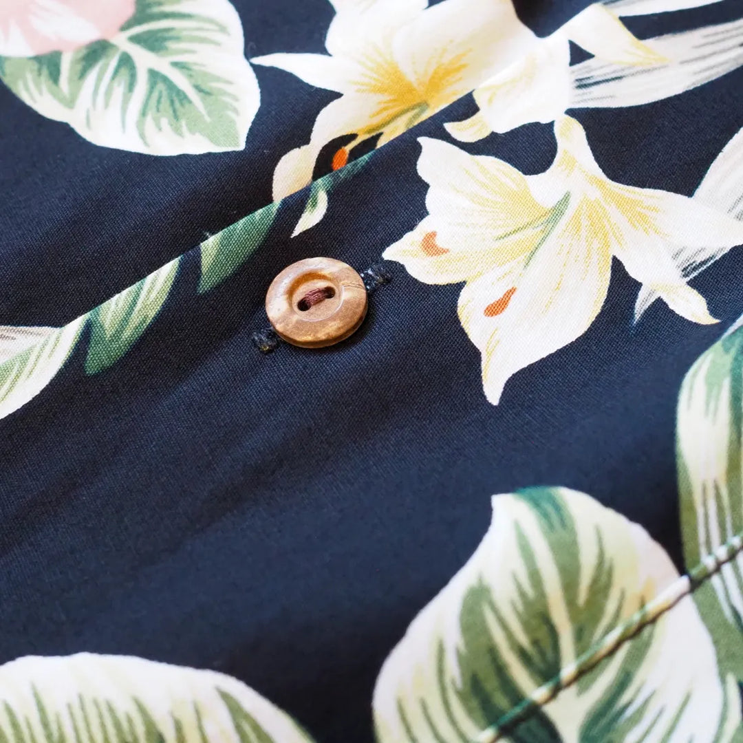 Ke’e Black Hawaiian Cotton Shirt - Made in Hawaii