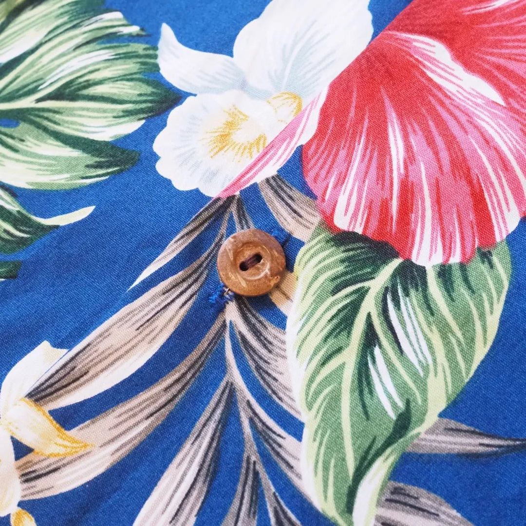 Ke'e Blue Hawaiian Cotton Shirt – Authentic Hawaiian Cotton Men's Shirts by Lavahut