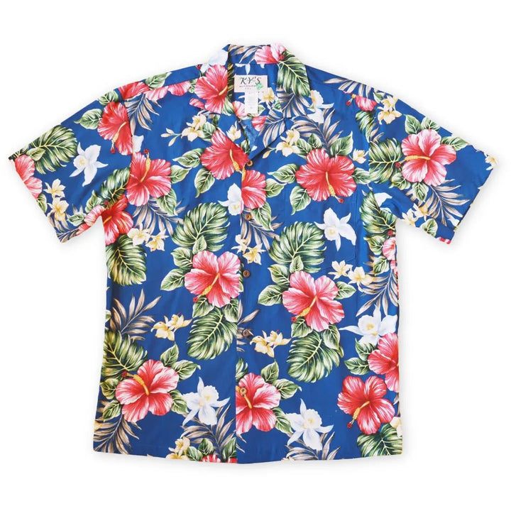 Ke'e Blue Hawaiian Cotton Shirt – Authentic Hawaiian Cotton Men's Shirts by Lavahut