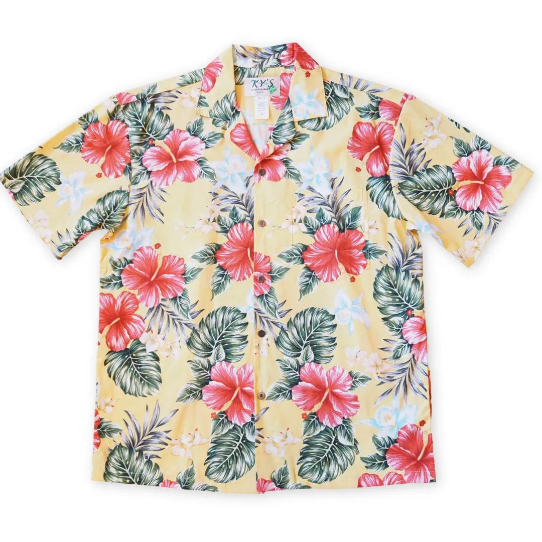 Ke'e Yellow Hawaiian Cotton Shirt – Authentic Hawaiian Cotton Men's Shirts by Lavahut