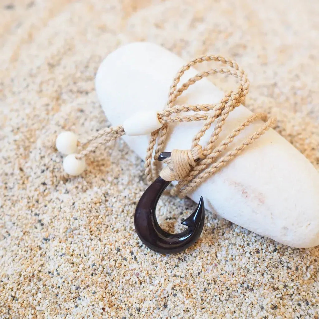 Kilauea Bone Fish Hook Necklace Inspired by Tradition