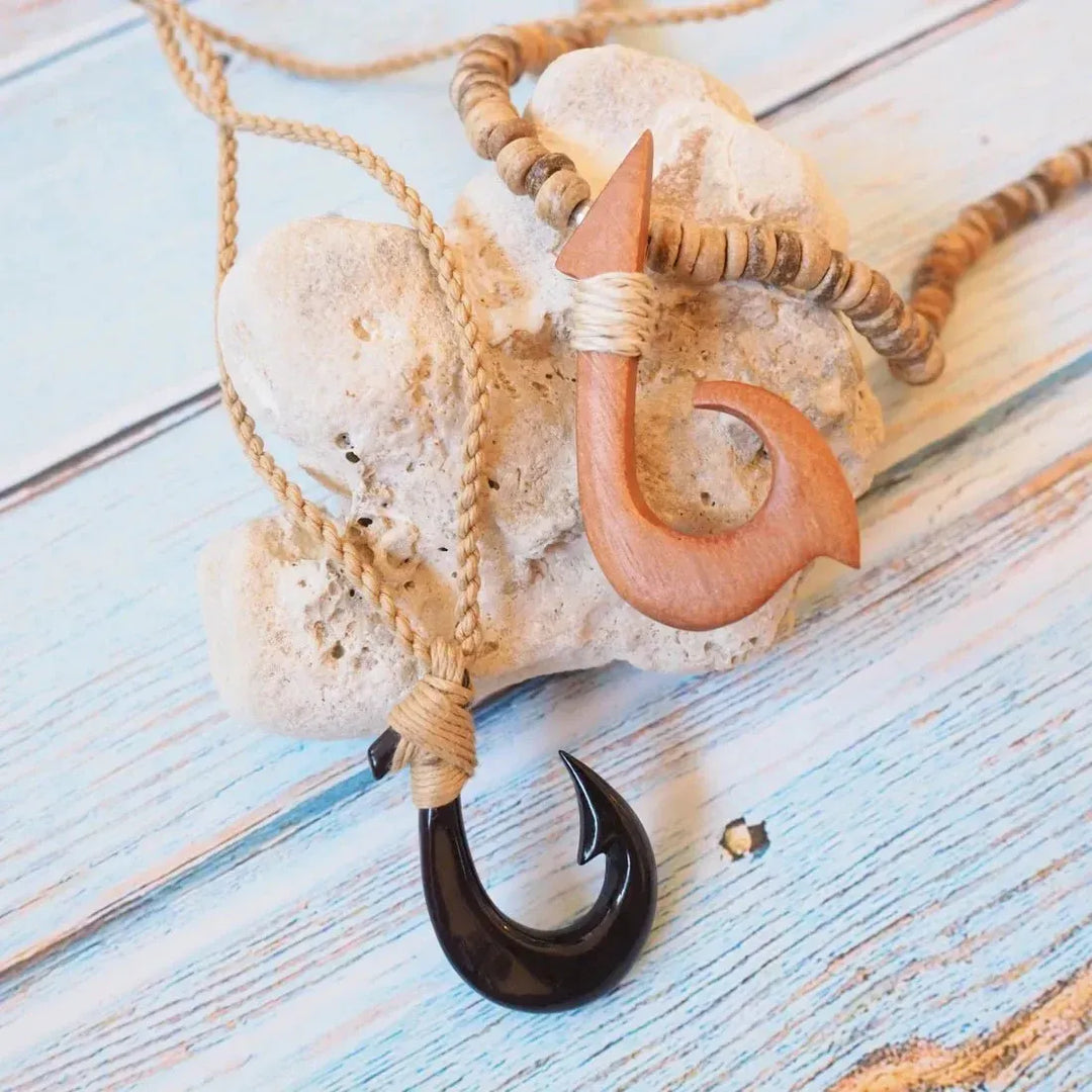 Kilauea Bone Fish Hook Necklace Inspired by Tradition