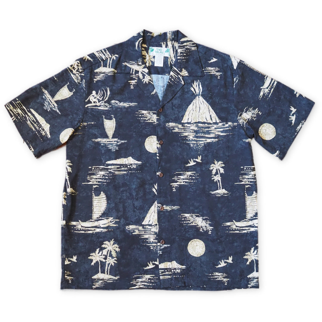 Kilauea Grey Hawaiian Rayon Shirt Made in Hawaii