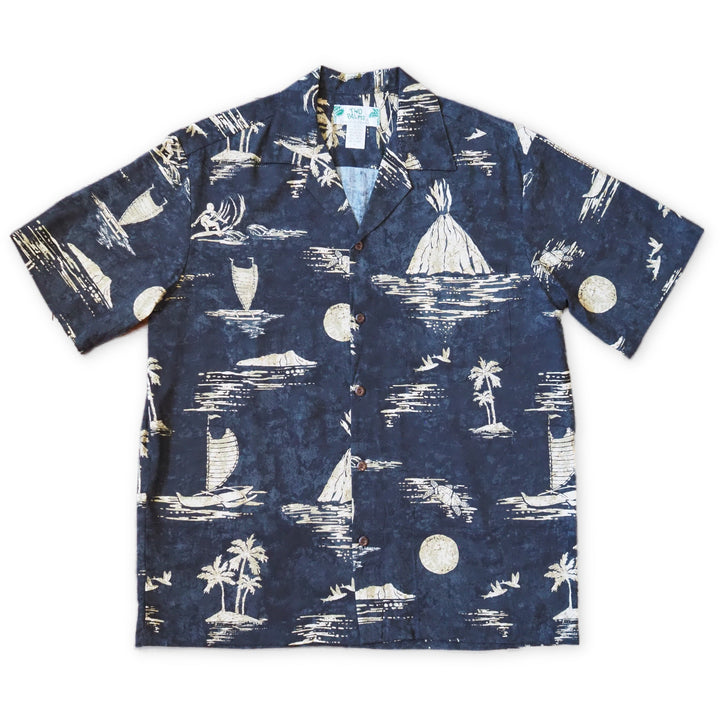Kilauea Grey Hawaiian Rayon Shirt Made in Hawaii