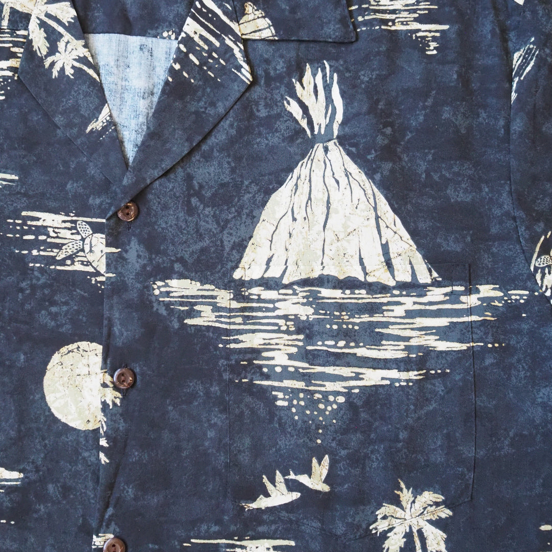 Kilauea Grey Hawaiian Rayon Shirt Made in Hawaii