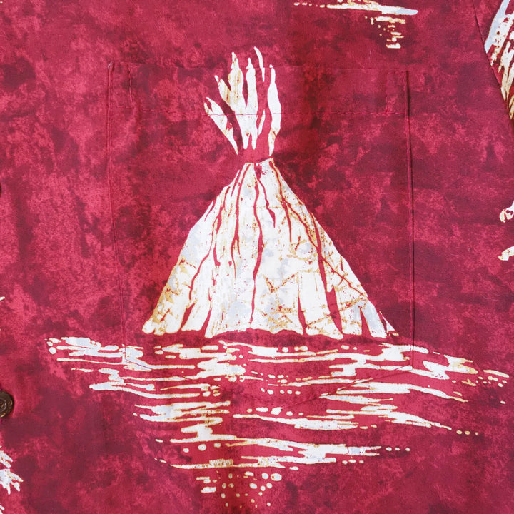 Kilauea Red Hawaiian Rayon Shirt Made in Hawaii