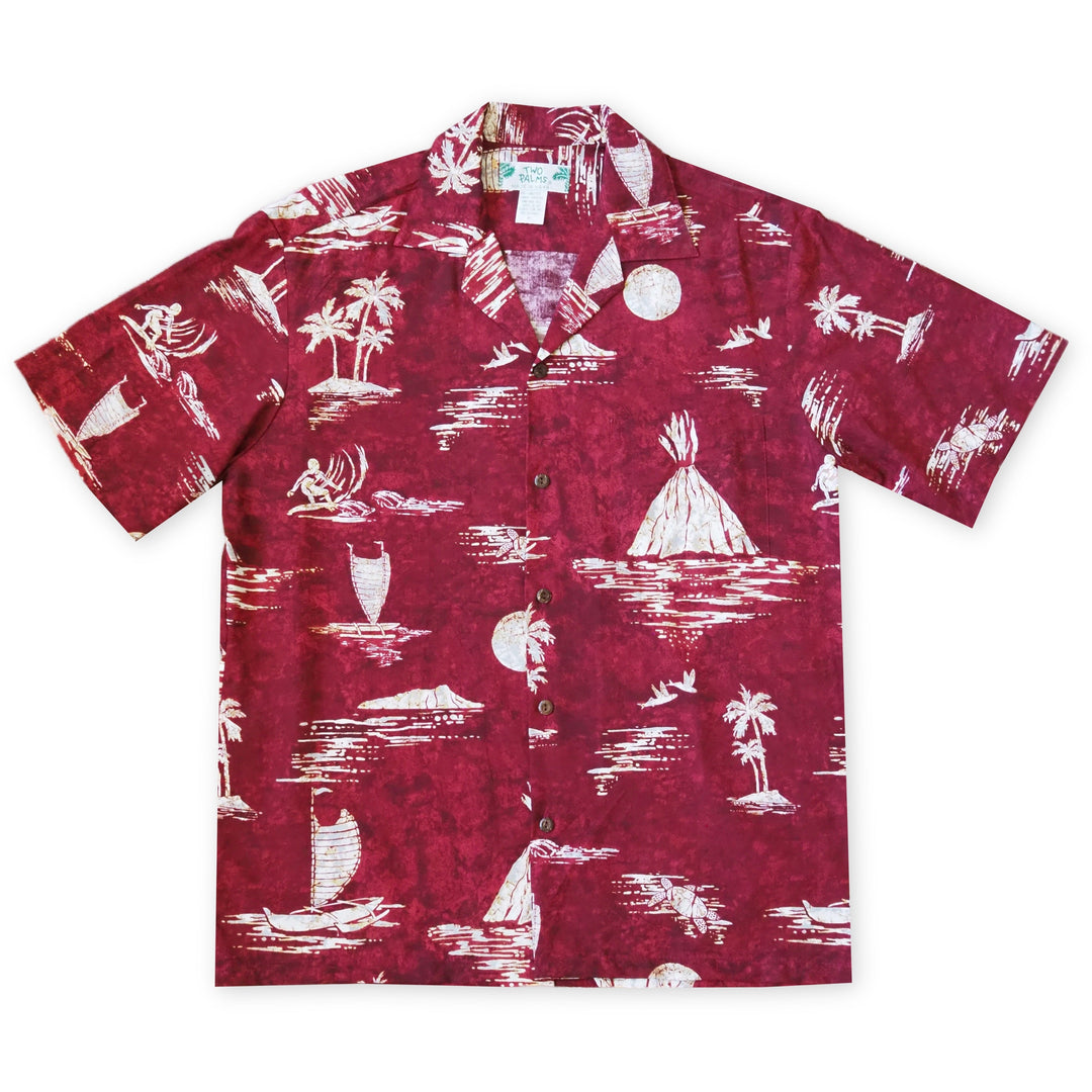 Kilauea Red Hawaiian Rayon Shirt Made in Hawaii