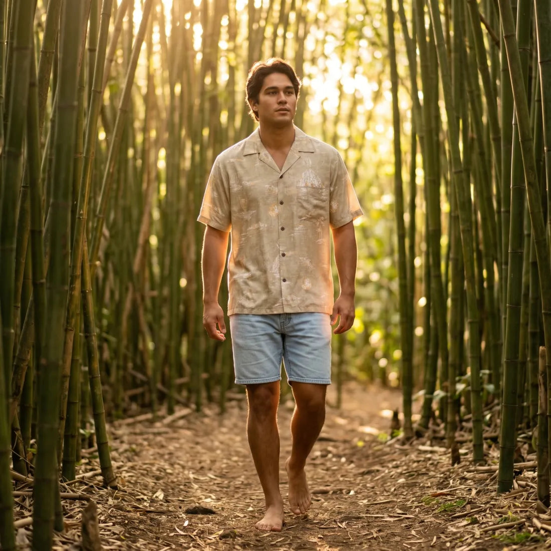Kilauea Tan Hawaiian Rayon Shirt - Made in Hawaii
