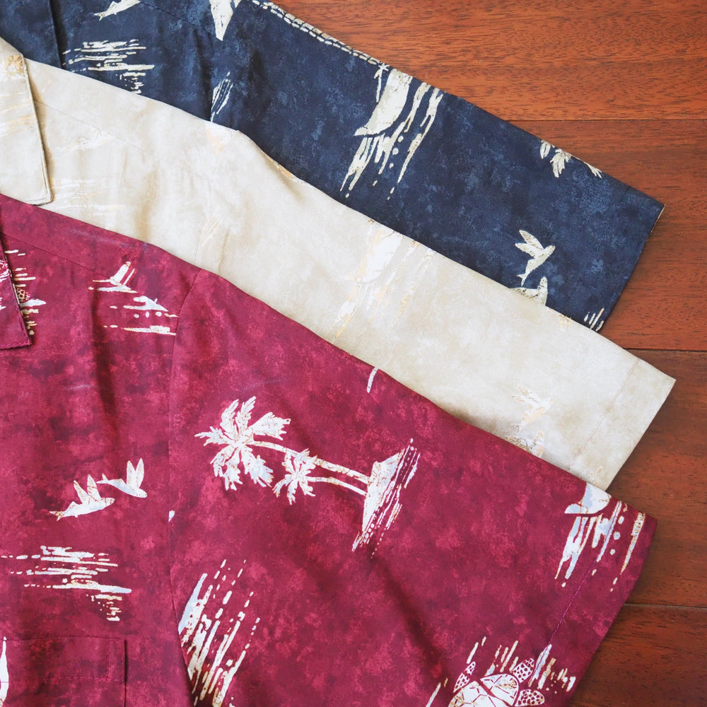 Kilauea Tan Hawaiian Rayon Shirt Made in Hawaii