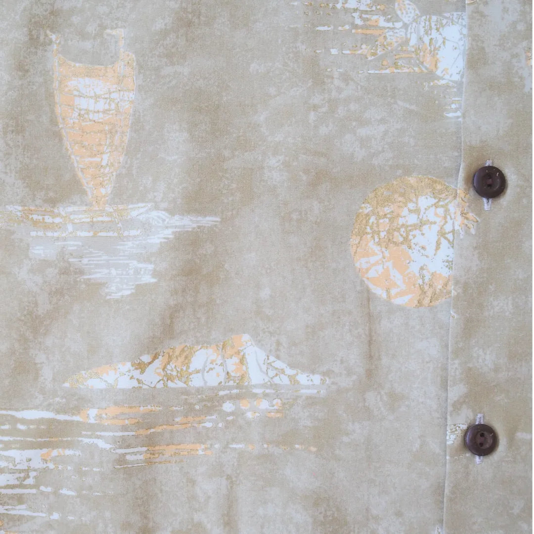 Kilauea Tan Hawaiian Rayon Shirt - Made in Hawaii