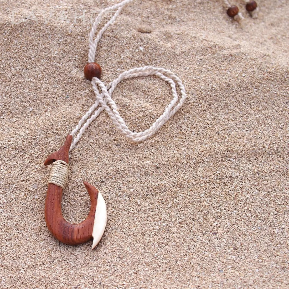 Kona Wooden Fish Hook Hawaiian Necklace - Made In Hawaii