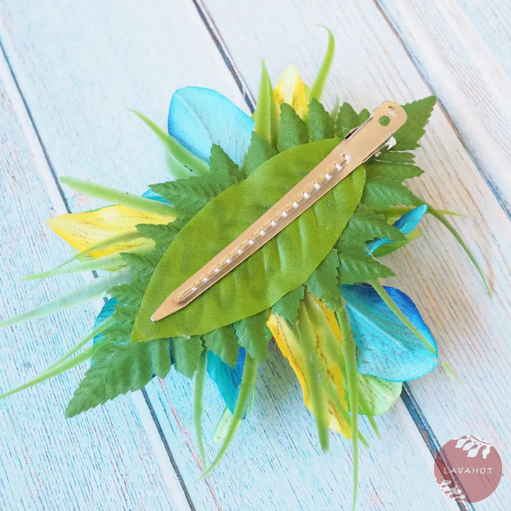 Kula Blue/green Hawaiian Flower Hair Clip - Made in Hawaii