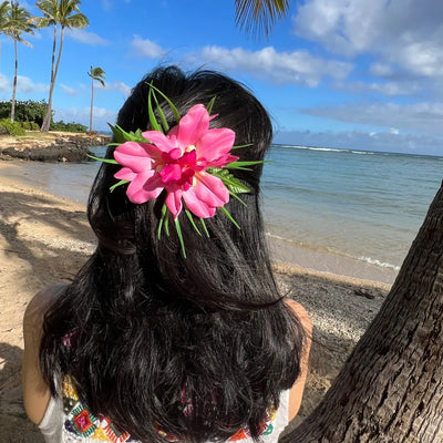 Kula Pink Hawaiian Flower Hair Clip - Made In Hawaii