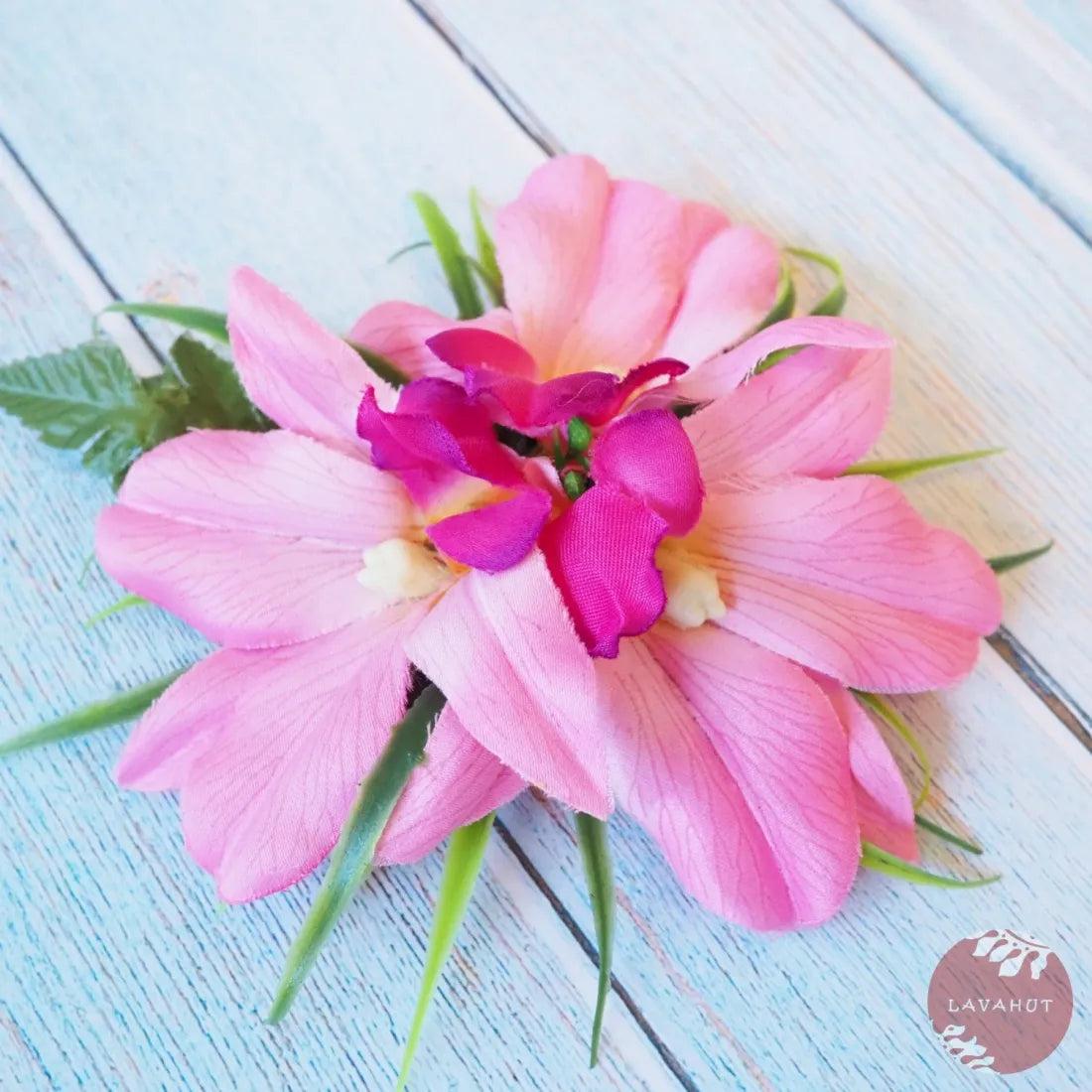 Kula Pink Hawaiian Flower Hair Clip - Made In Hawaii