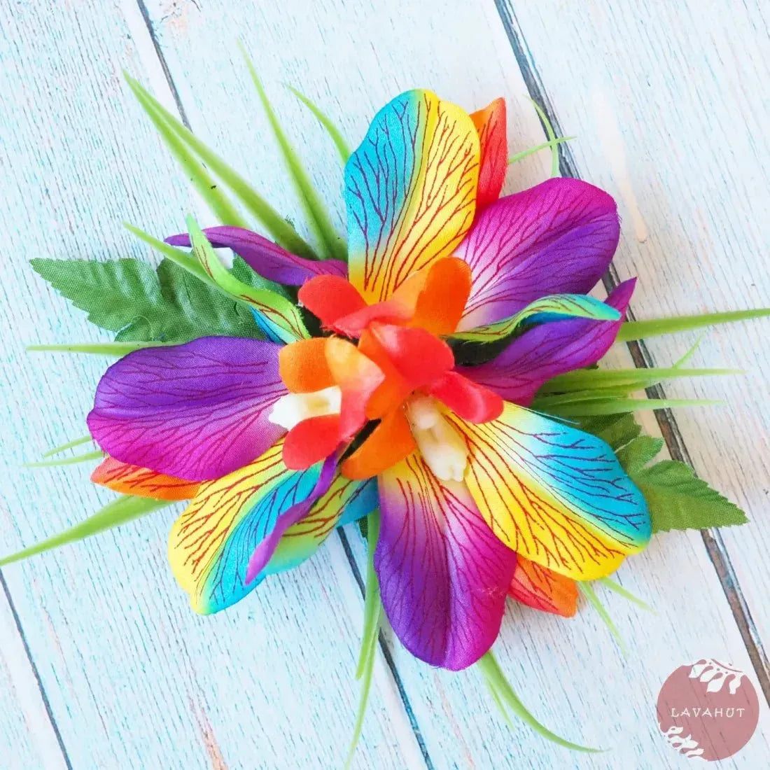 FRcolor 24-teiliges Set Hawaii-Blumen-Clips – 12 Leuchtende Farben, Perfekt Für Haare & Outfits