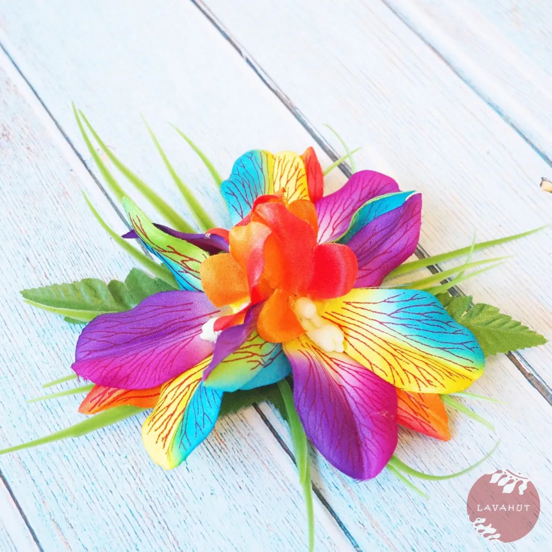 Kula Rainbow Hawaiian Flower Hair Clip - Made In Hawaii