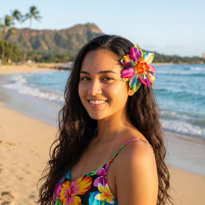 Kula Rainbow Hawaiian Flower Hair Clip - Made in Hawaii