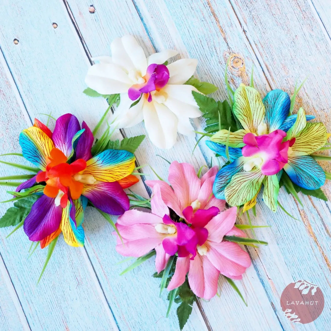Kula Rainbow Hawaiian Flower Hair Clip - Made In Hawaii