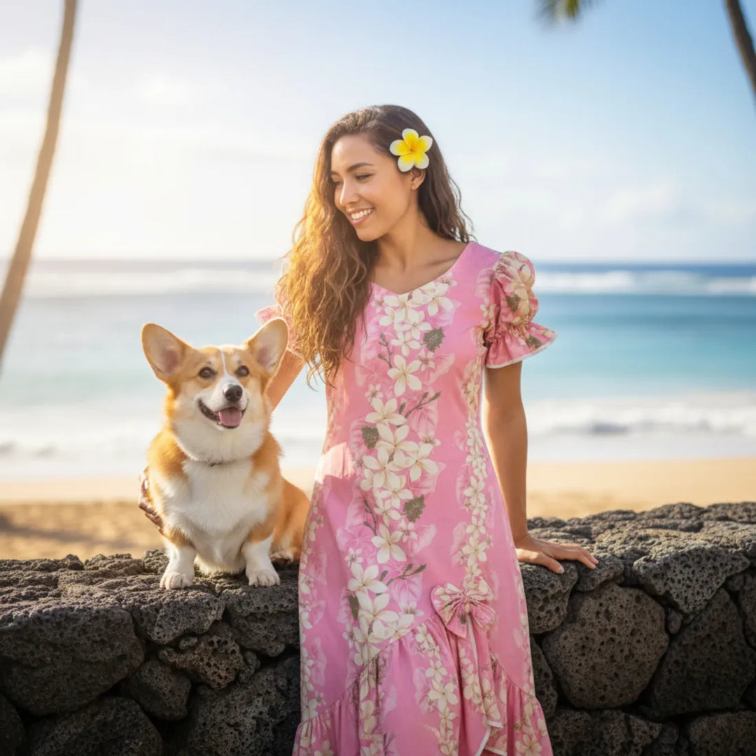 Kuulei Pink Makani Hawaiian Muumuu Dress Online XL / Pink Kuulei Pink Makani Hawaiian Muumuu Dress Online XL / Pink