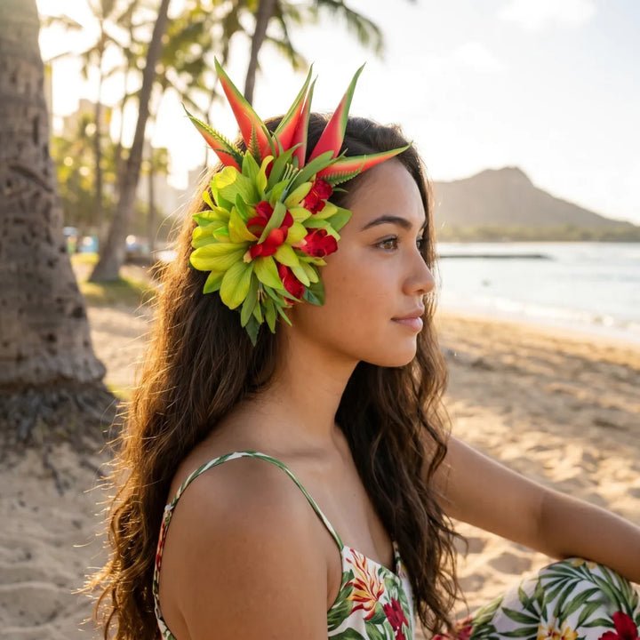 Laka Green Hawaiian Flower Hair Clip - Made in Hawaii