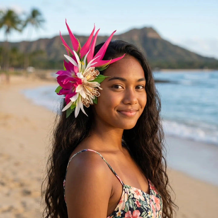 Laka Pink Hawaiian Flower Hair Clip - Made in Hawaii