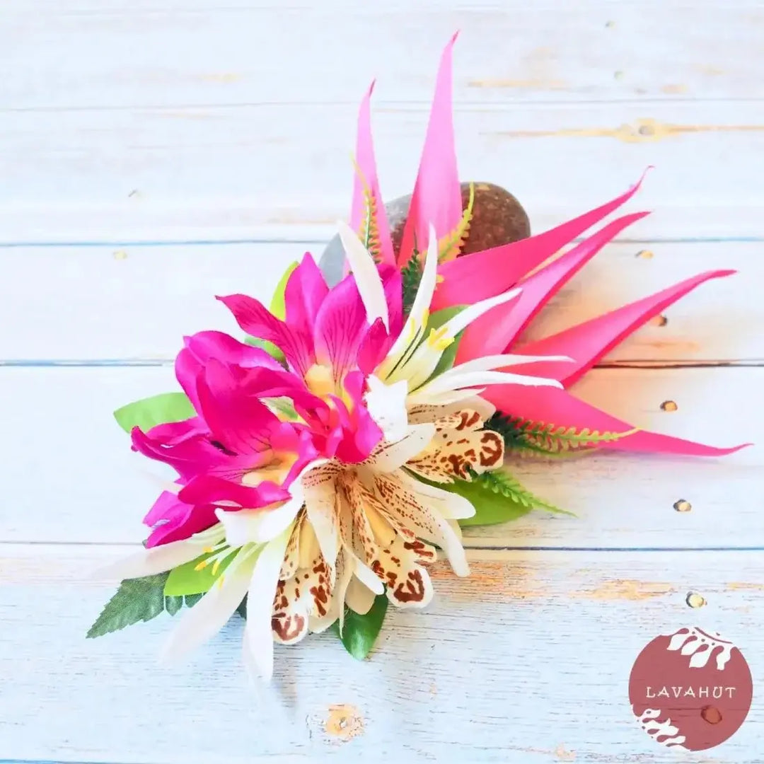 Laka Pink Hawaiian Flower Hair Clip - Made in Hawaii
