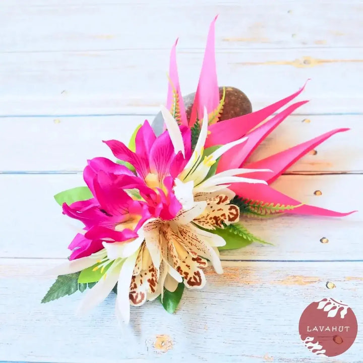 Laka Pink Hawaiian Flower Hair Clip - Made in Hawaii