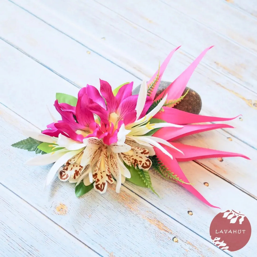 Laka Pink Hawaiian Flower Hair Clip - Made in Hawaii