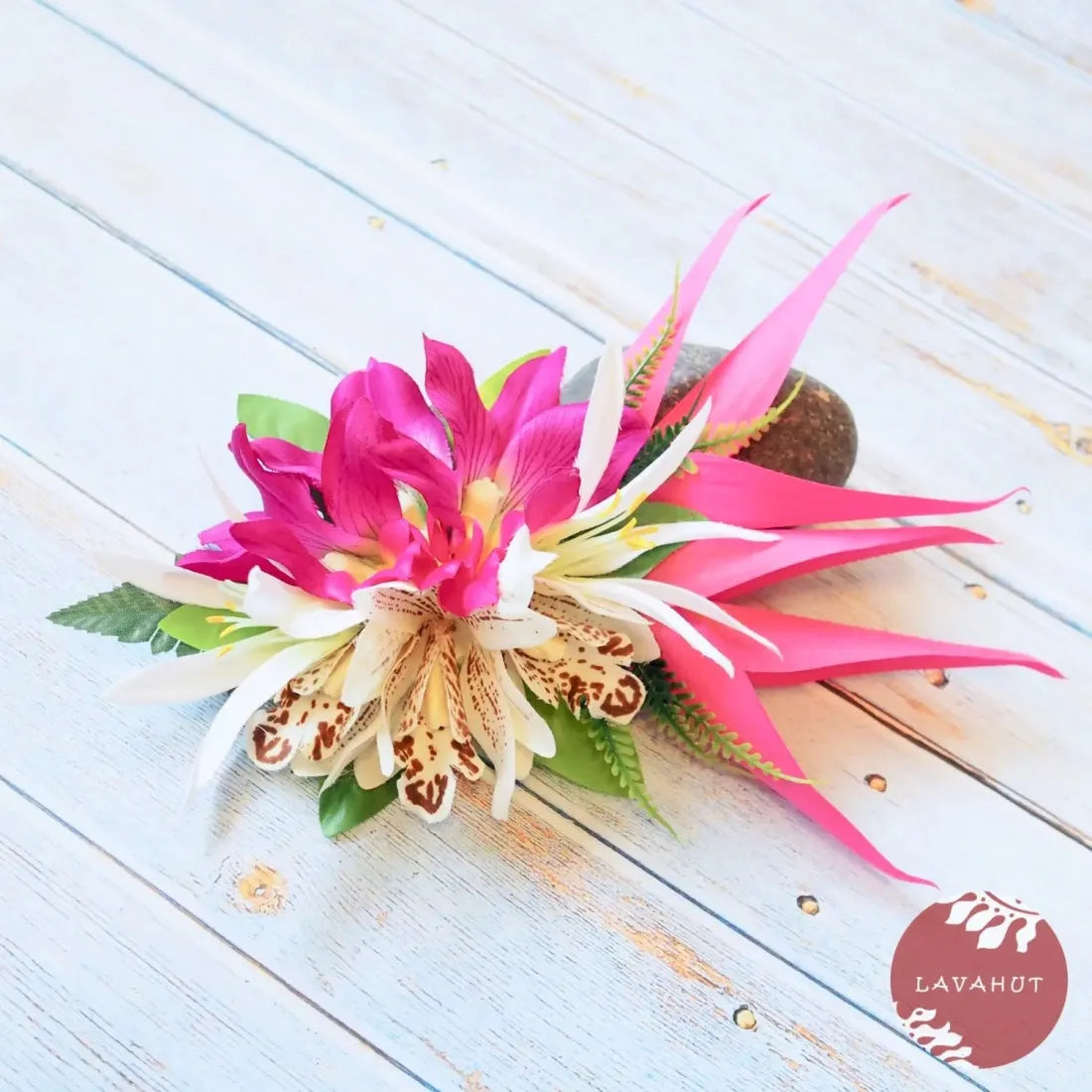 Laka Pink Hawaiian Flower Hair Clip - Made In Hawaii