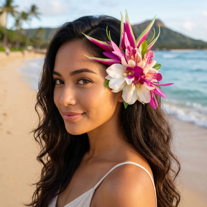 Laka Purple Hawaiian Flower Hair Clip - Made in Hawaii