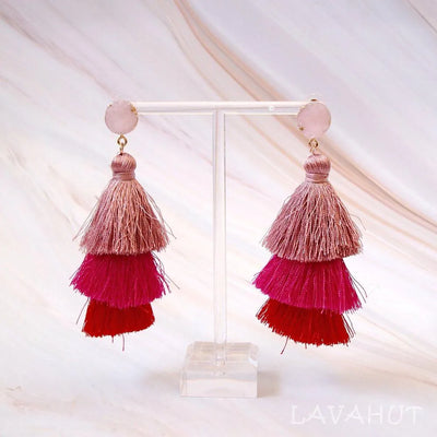 Lanikai Pink Tassel Drop Earrings - Made In Hawaii