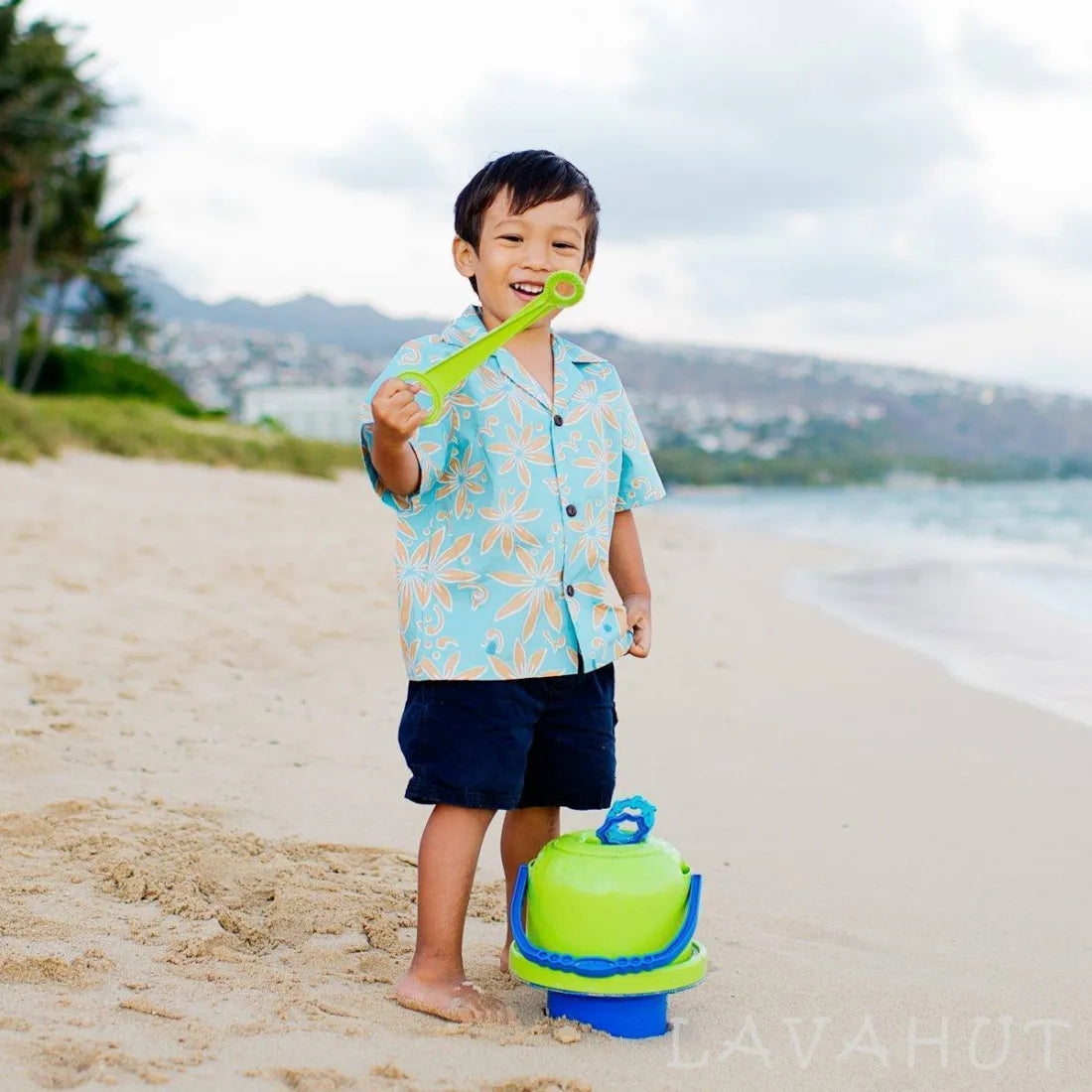 Lanikai Tan Hawaiian Boy Shirt - Made In Hawaii