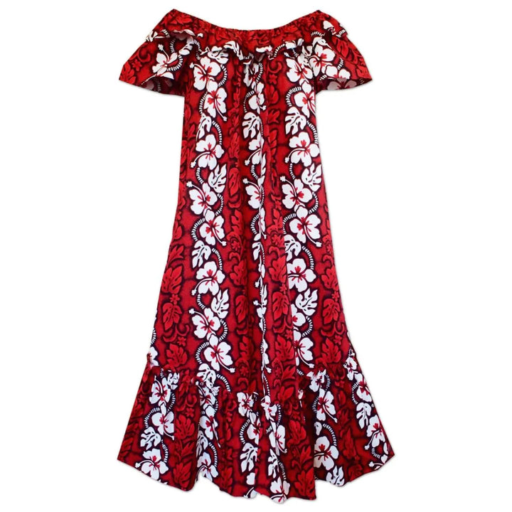 Lava Flow Red Long Ruffle Hawaiian Muumuu Dress - Made in Hawaii