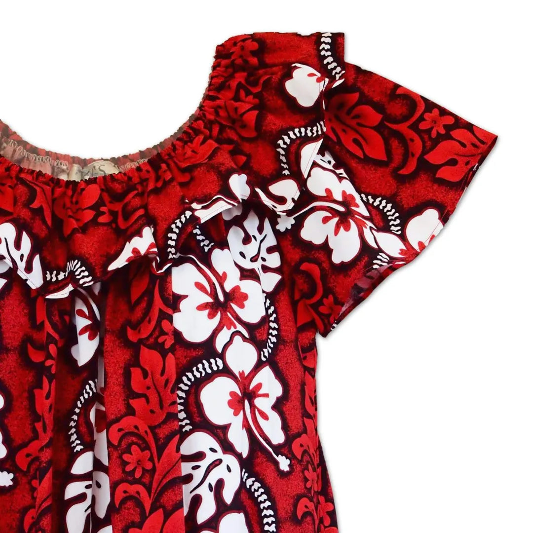 Lava Flow Red Long Ruffle Hawaiian Muumuu Dress - Made in Hawaii