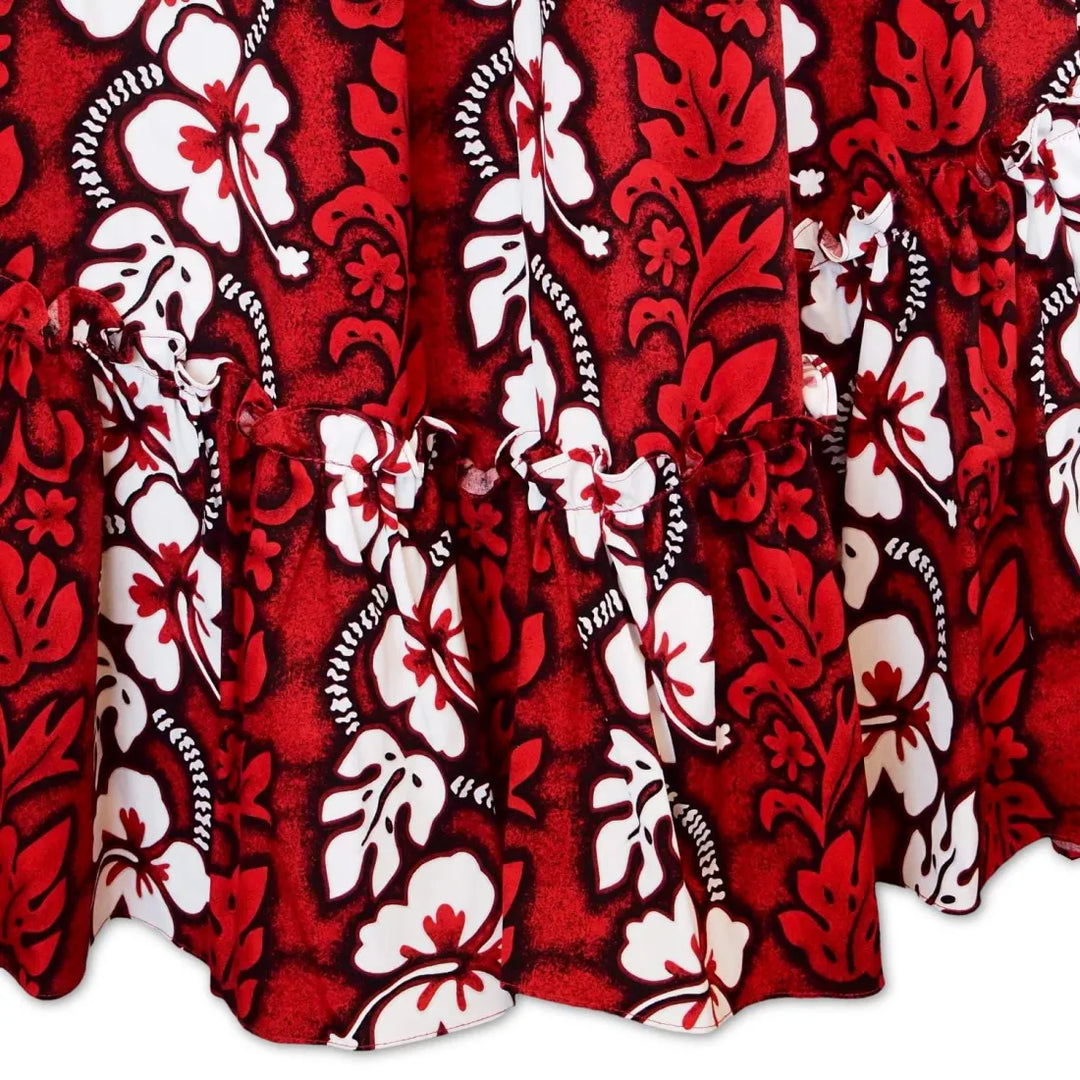 Lava Flow Red Long Ruffle Hawaiian Muumuu Dress - Made in Hawaii