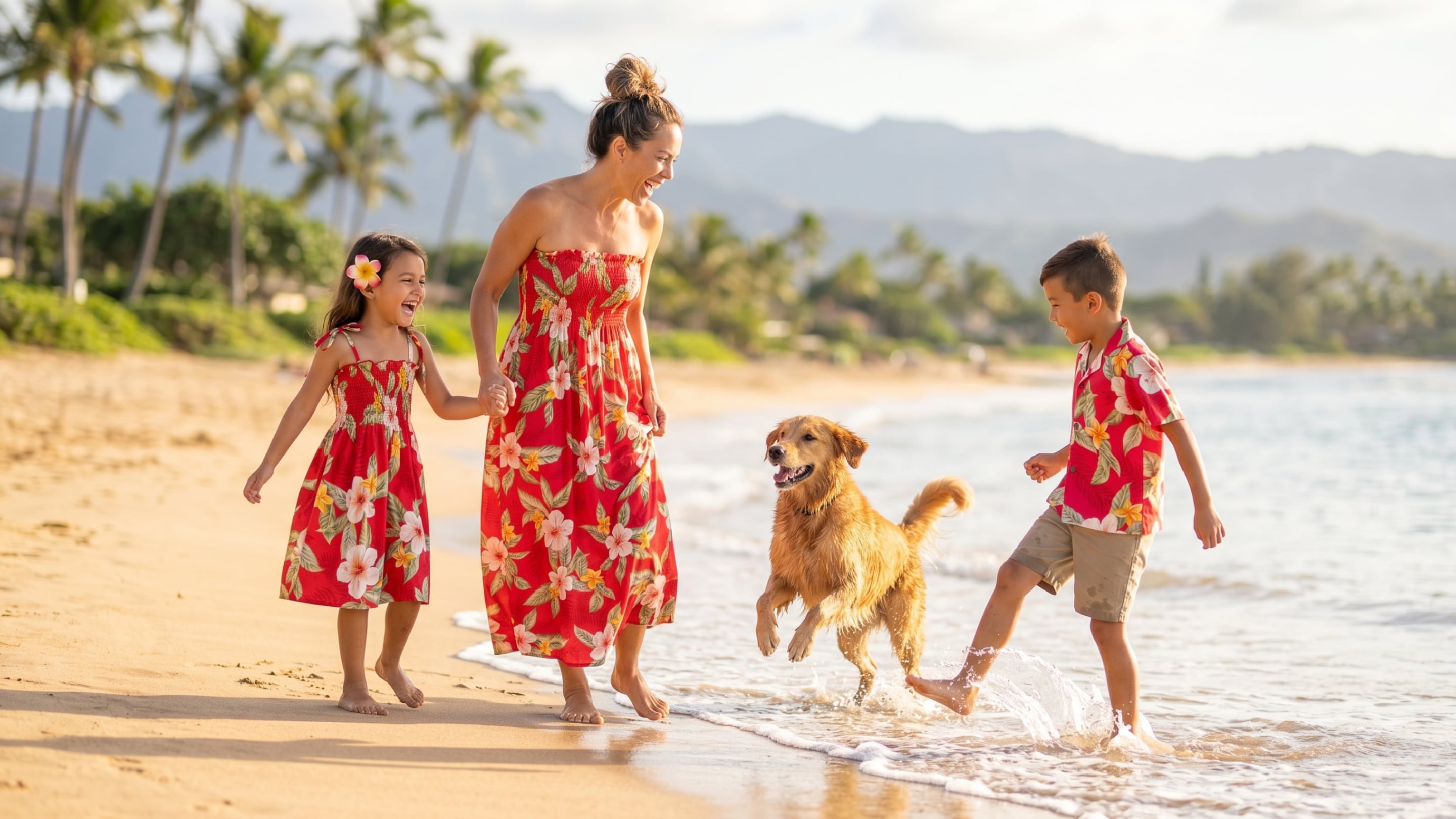 Matching Hawaiian Clothing for Mom & Kids