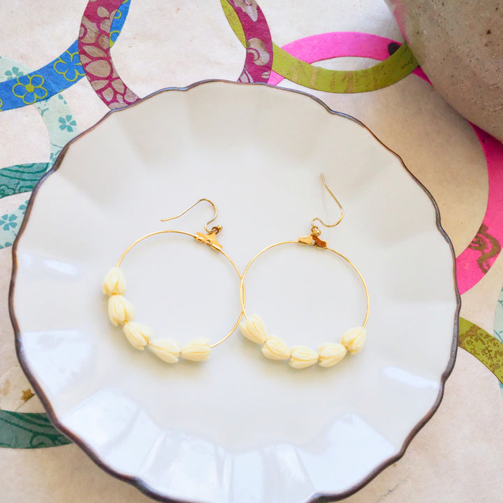 Pikake Flower Hoop Earrings