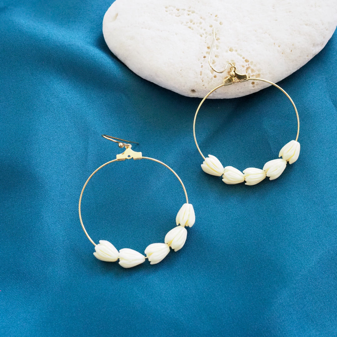 Pikake Flower Hoop Earrings