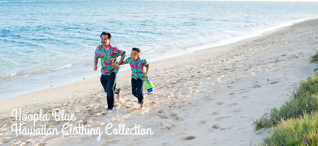 Hoopla Blue - Matching Hawaiian Shirts & Dresses Collection