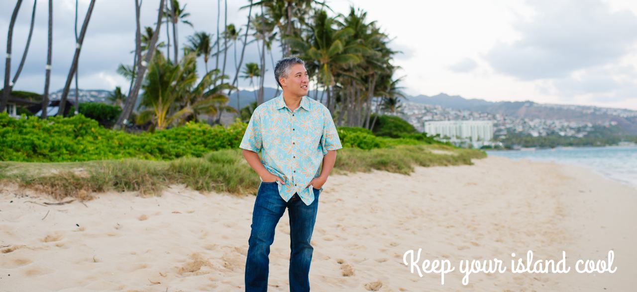 Hawaiian Cotton Aloha Shirt in Lanikai Blue