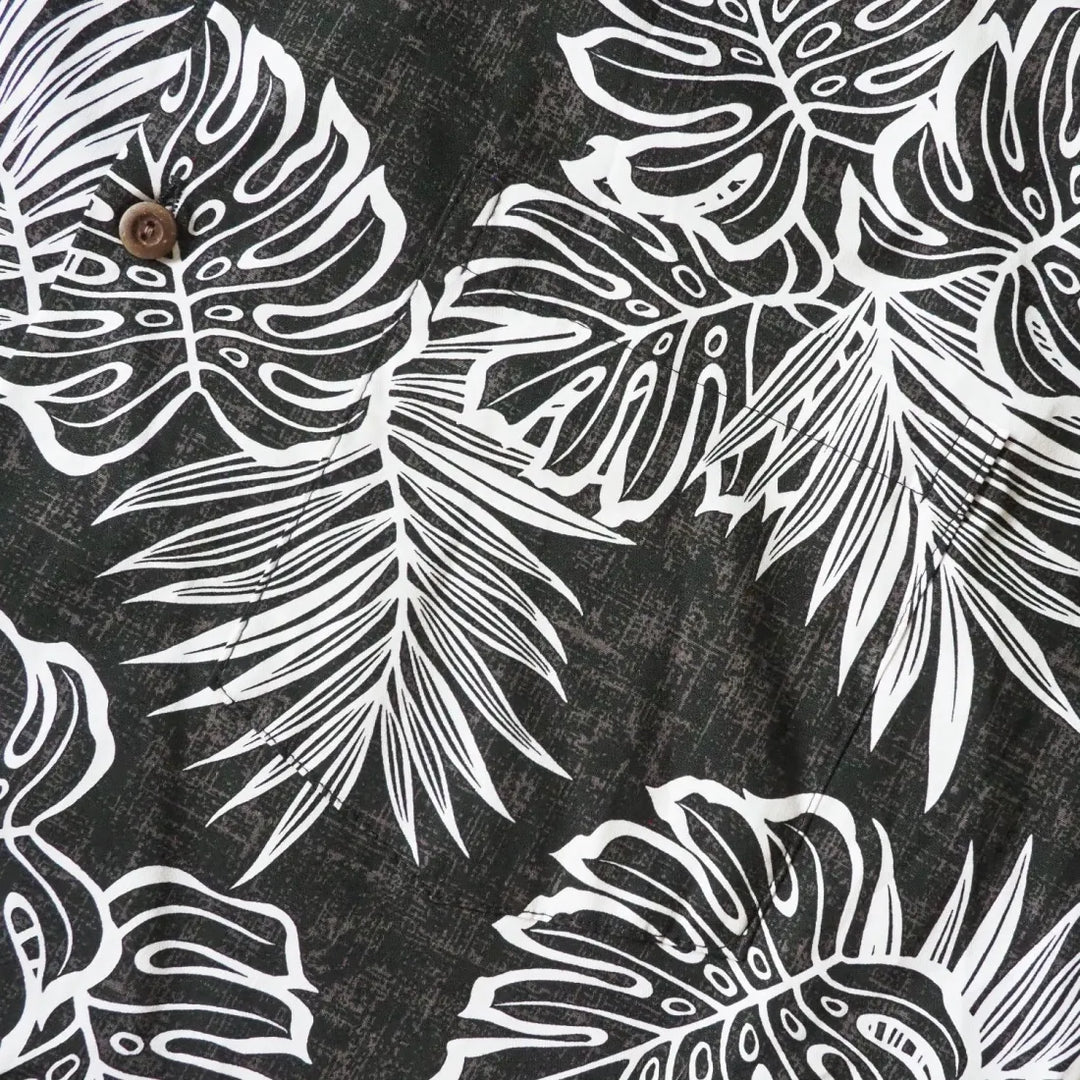 Leaf Black Hawaiian Cotton Shirt - Made in Hawaii