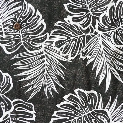 Leaf Black Hawaiian Cotton Shirt - Made In Hawaii