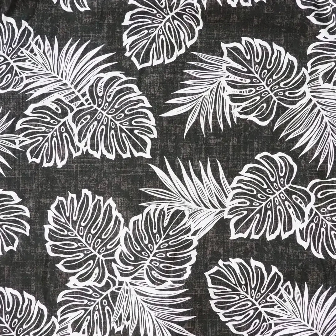 Leaf Black Hawaiian Cotton Shirt Made in Hawaii