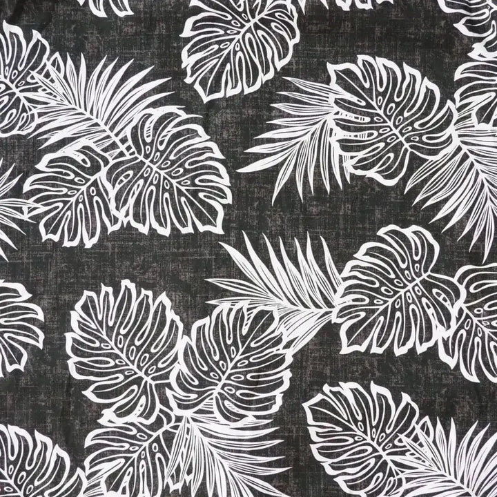 Leaf Black Hawaiian Cotton Shirt Made in Hawaii