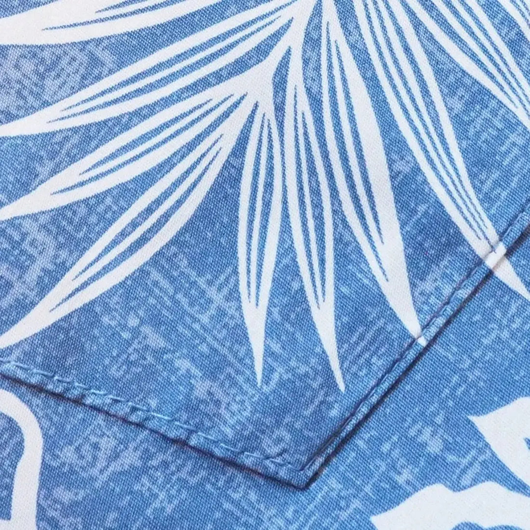 Leaf Blue Hawaiian Cotton Shirt Made in Hawaii