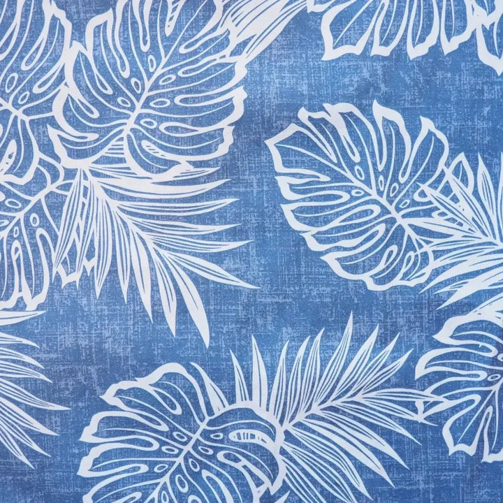 Leaf Blue Hawaiian Cotton Shirt Made in Hawaii